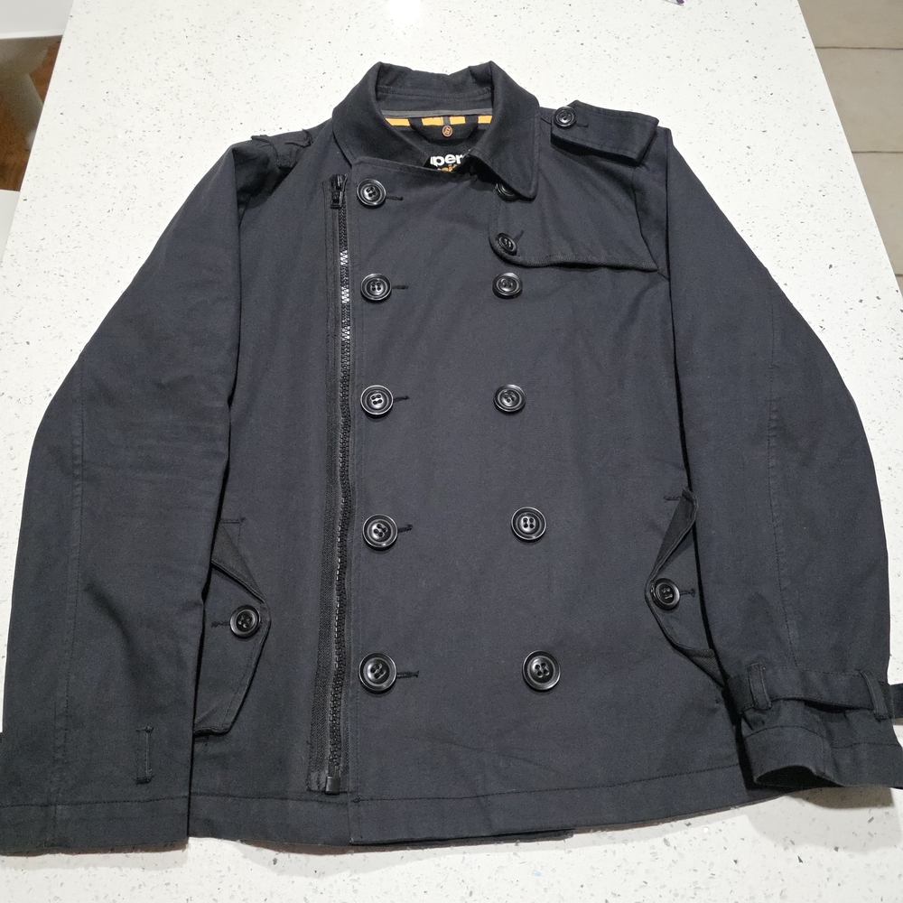 Superdry Black Double-Breasted Pea Coat
